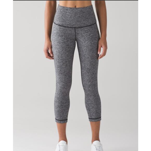 Lululemon Womens Wunder Under Crop Hi Rise 21" Heathered Black Full On Luon 6 - Picture 3 of 9